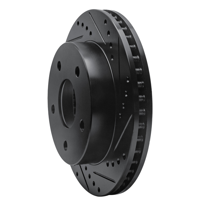 Dodge Ramcharger Brake Rotor (1) - Front Right - R1 Concepts - Drilled & Slotted - Black - `00-`02